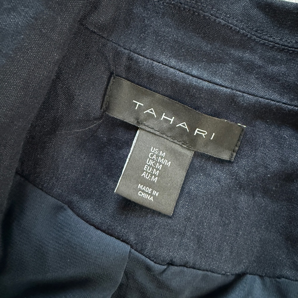 Tahari Dark Navy linen blend blazer - Picture 3 of 4